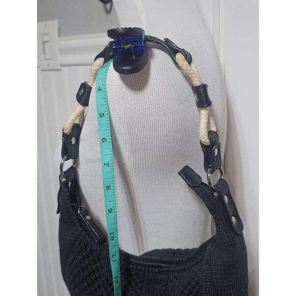 Black Macrame Purse With Strap And Handles - Picture 5 of 9